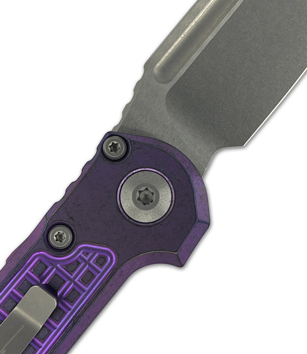 Microtech 1135-10FRMS5 LUDT (M390MK, Drop Point, Stonewashed, Titanium, Purple Haze) Marfione Select Automatic Pocket Knife
