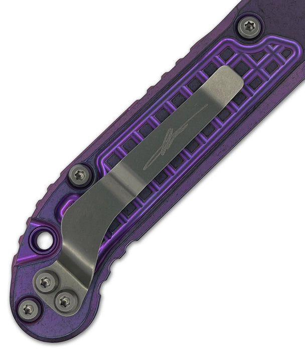 Microtech 1135-10FRMS5 LUDT (M390MK, Drop Point, Stonewashed, Titanium, Purple Haze) Marfione Select Automatic Pocket Knife