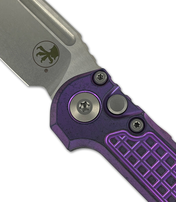 Microtech 1135-10FRMS5 LUDT (M390MK, Drop Point, Stonewashed, Titanium, Purple Haze) Marfione Select Automatic Pocket Knife