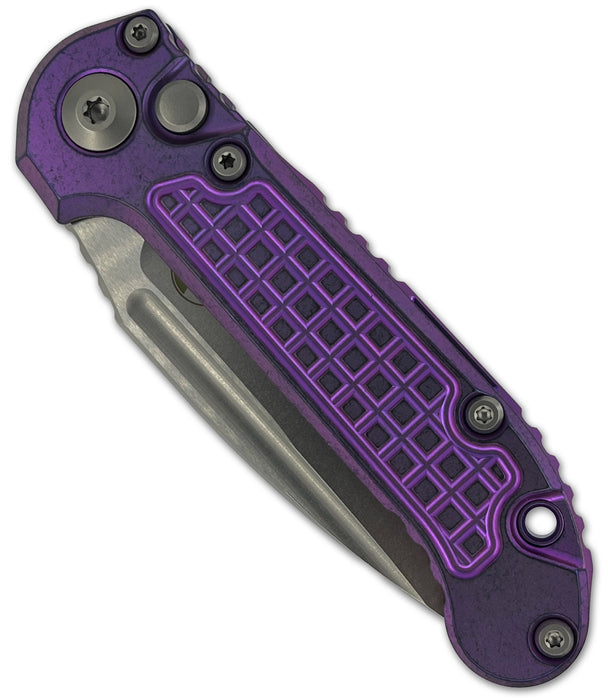 Microtech 1135-10FRMS5 LUDT (M390MK, Drop Point, Stonewashed, Titanium, Purple Haze) Marfione Select Automatic Pocket Knife