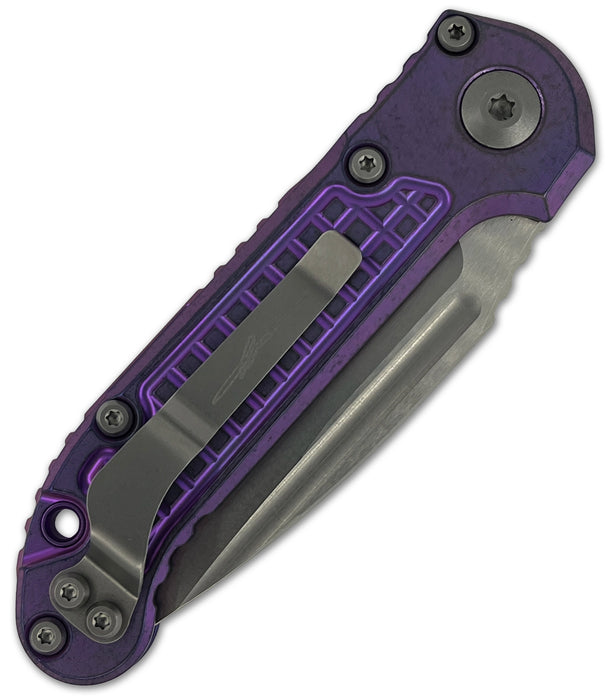 Microtech 1135-10FRMS5 LUDT (M390MK, Drop Point, Stonewashed, Titanium, Purple Haze) Marfione Select Automatic Pocket Knife