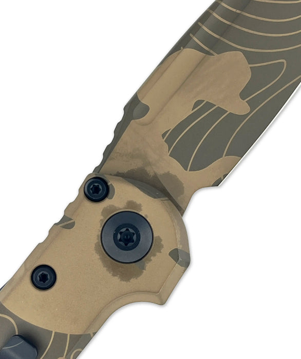 Microtech 1135S-1TPBNCS-Z4 LUDT (M390MK, Drop Point, Topographic Badlands Camo, Aluminum) Automatic Pocket Knife