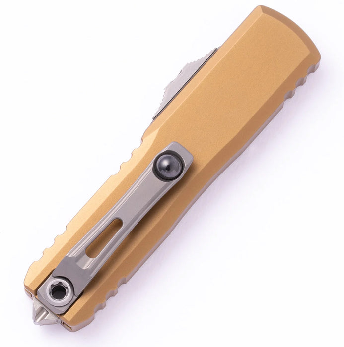 Microtech 12324-10TA UTX-85 GEN IV (M390MK, Dagger, Aluminum, Stonewashed) Automatic Pocket Knife