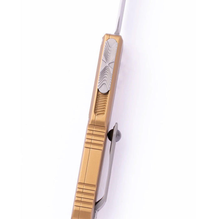 Microtech 12324-10TA UTX-85 GEN IV (M390MK, Dagger, Aluminum, Stonewashed) Automatic Pocket Knife