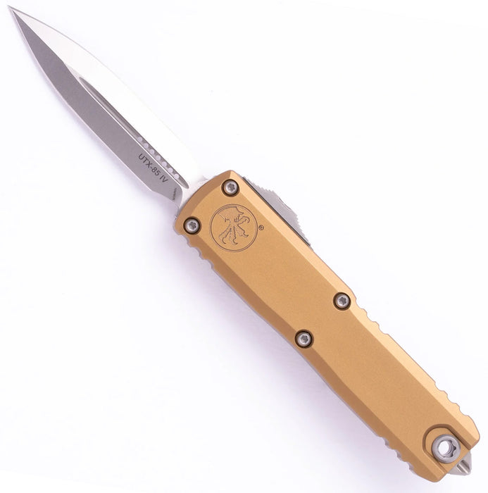 Microtech 12324-10TA UTX-85 GEN IV (M390MK, Dagger, Aluminum, Stonewashed) Automatic Pocket Knife