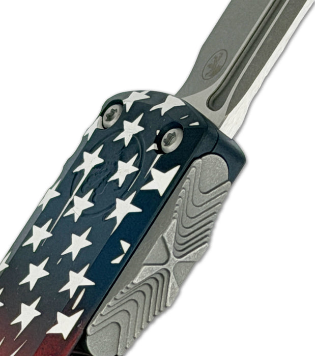 Microtech 12334-10APS-4J250 UTX-85 GEN IV (M390MK, Tanto, Apocalyptic, Aluminum, 250th Anniversary Flag) Automatic Pocket Knife