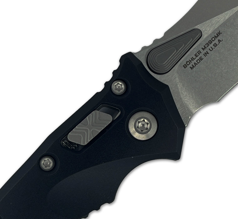 Microtech 137MRL-10 Amphibian (M390MK, Drop Point, Stonewashed, Aluminum, Black) Pocket Knife
