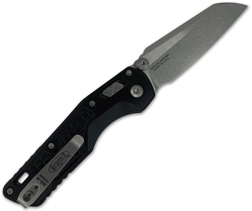 Microtech 210M-10FR MSI Mini (M390MK, Stonewashed, Sheepsfoot, Aluminum, Black) Pocket Knife