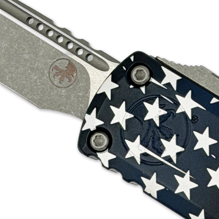 Microtech 12314-10APS-4J250 UTX-85 Gen IV (M390MK, Drop Point, Apocalyptic, 250th Anniversary, Aluminum) Automatic Pocket Knife
