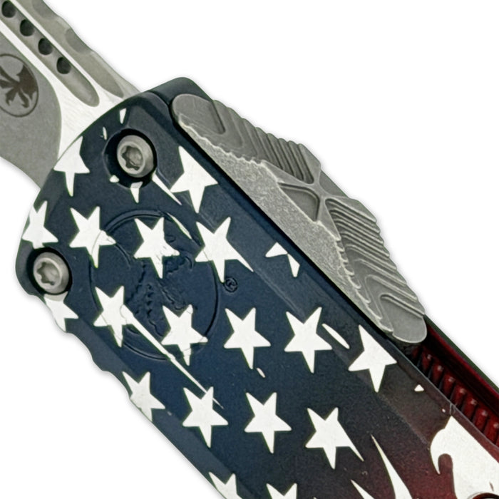 Microtech 12314-10APS-4J250 UTX-85 Gen IV (M390MK, Drop Point, Apocalyptic, 250th Anniversary, Aluminum) Automatic Pocket Knife