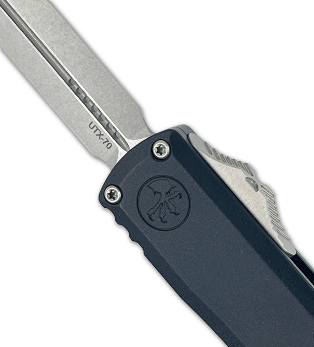 Microtech 11474-10 UTX-70 GEN IV (M390MK, Dagger, Stonewashed, Aluminum, Black) Automatic Pocket Knife