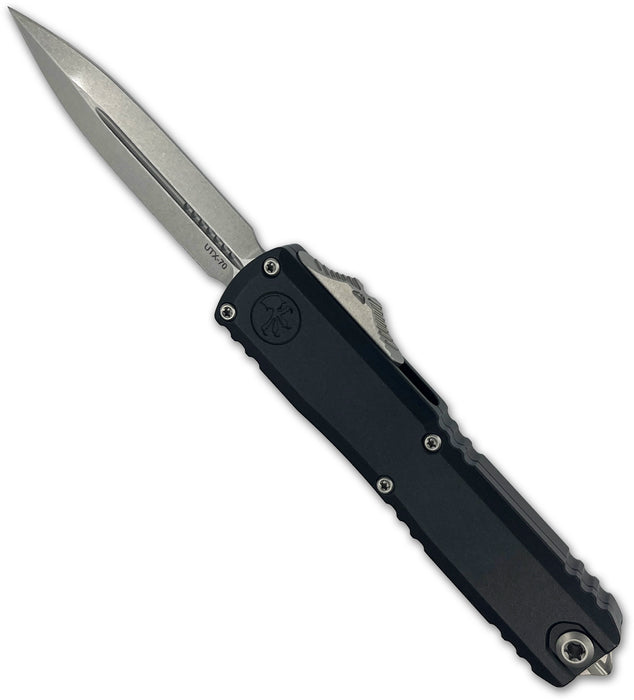 Microtech 11474-10 UTX-70 GEN IV (M390MK, Dagger, Stonewashed, Aluminum, Black) Automatic Pocket Knife
