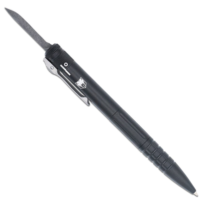 CobraTec CNCOTFPBLKGEN2 Generation 2 CNC OTF Pen (Stainless Steel, Drop Point, Stonewashed, Aluminum) Pen Knife