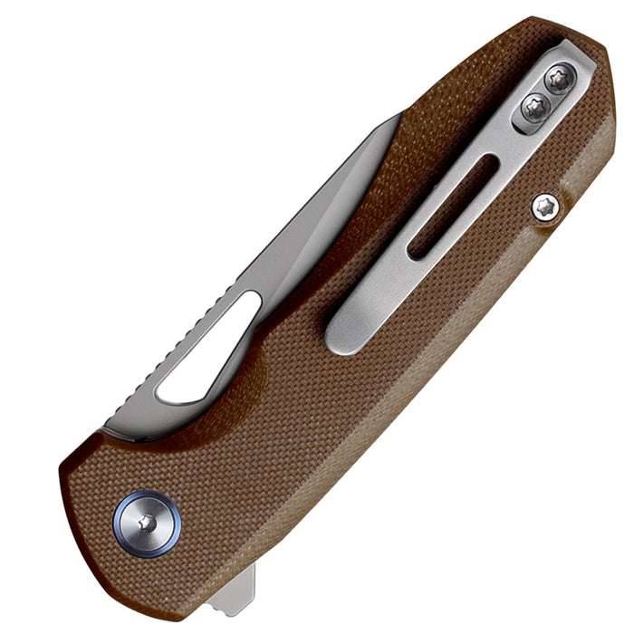 Remette RTCMLC RT-Camel (14C28N, Sheepsfoot, Ceramic Sandblasted, G10, Button Liner Lock) Folding Pocket Knife