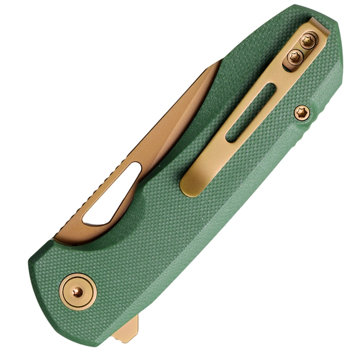 Remette RTCMLD RT-Camel (14C28N, Sheepsfoot, Titanium Plated, G10, Button Liner Lock) Folding Pocket Knife