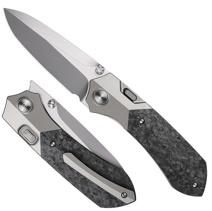 Remette RTPT-EL Meteor (M390, Pearlescent, Drop Point, Titanium/Carbon Fiber, Sandblasting) Pocket Knife