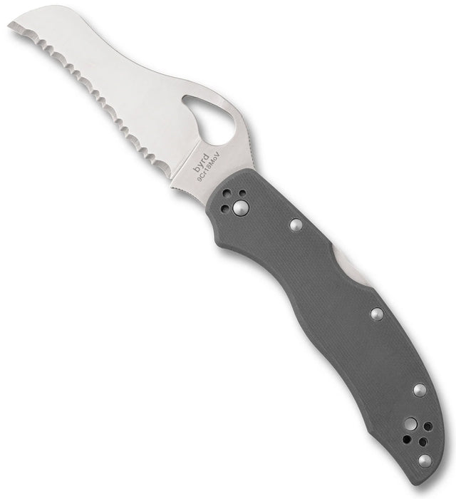 Spyderco BY24GSGY Byrd Gooney (9Cr18MoV, Serrated, Hawkbill, G10) Pocket Knife