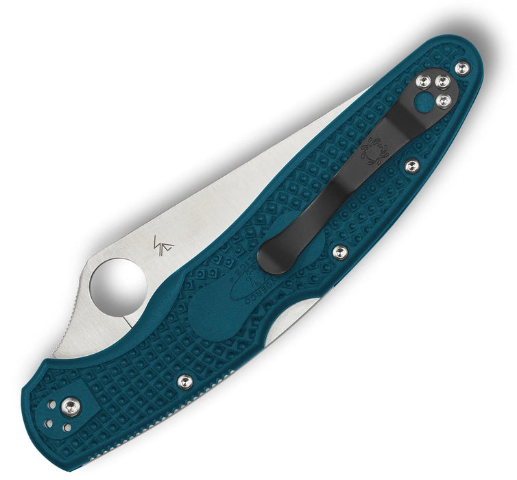 Spyderco C07FP4K390 Police 4 (K390, Drop Point, Satin, FRN, Blue) Lightweight Pocket Knife