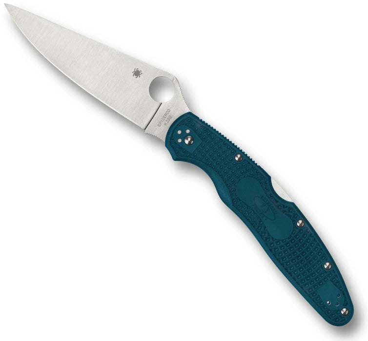 Spyderco C07FP4K390 Police 4 (K390, Drop Point, Satin, FRN, Blue) Lightweight Pocket Knife