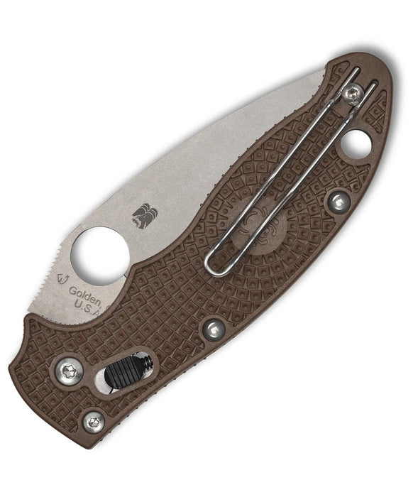 Spyderco C101PBN15V2 Manix 2 (15V, Drop Point, Satin, Polymer, Brown) Lightweight Pocket Knife