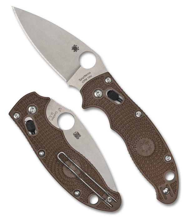 Spyderco C101PBN15V2 Manix 2 (15V, Drop Point, Satin, Polymer, Brown) Lightweight Pocket Knife