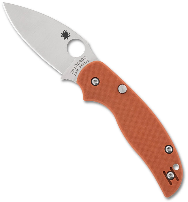 Spyderco C123GPBOR Sage 6 (Rex 121, Leaf, Satin, Burnt Orange G10) Pocket Knife
