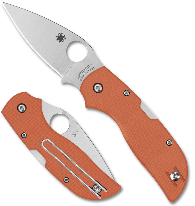 Spyderco C152GPBOR Chaparral (Rex 121, Drop Point, Satin, Burnt Orange G10) Pocket Knife