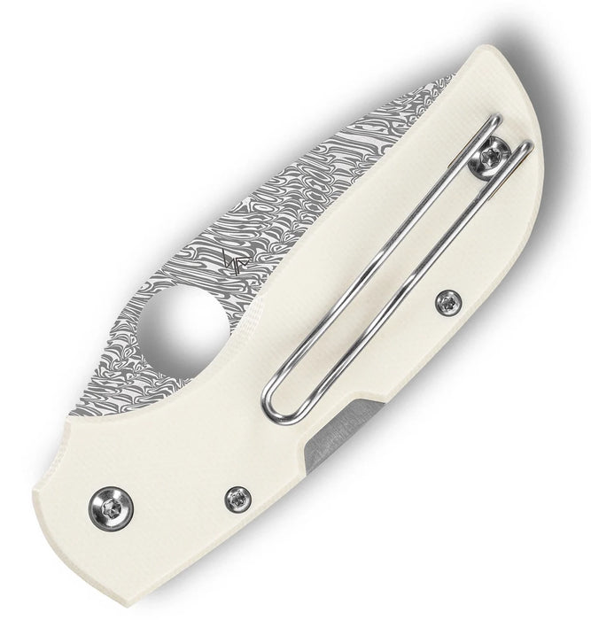 Spyderco C152GPIVD Charparral (DS93X Grabak Damasteel, Drop Point, Mirror Polish, Ivory G10) Pocket Knife