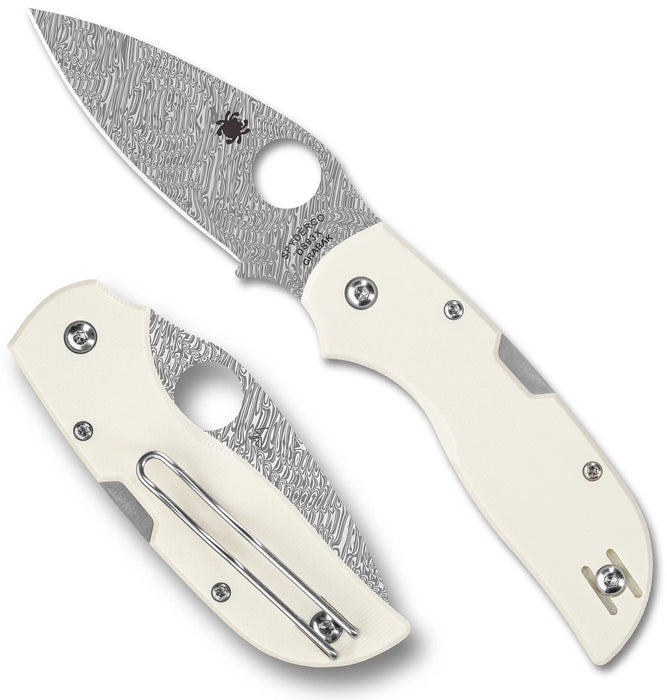 Spyderco C152GPIVD Charparral (DS93X Grabak Damasteel, Drop Point, Mirror Polish, Ivory G10) Pocket Knife