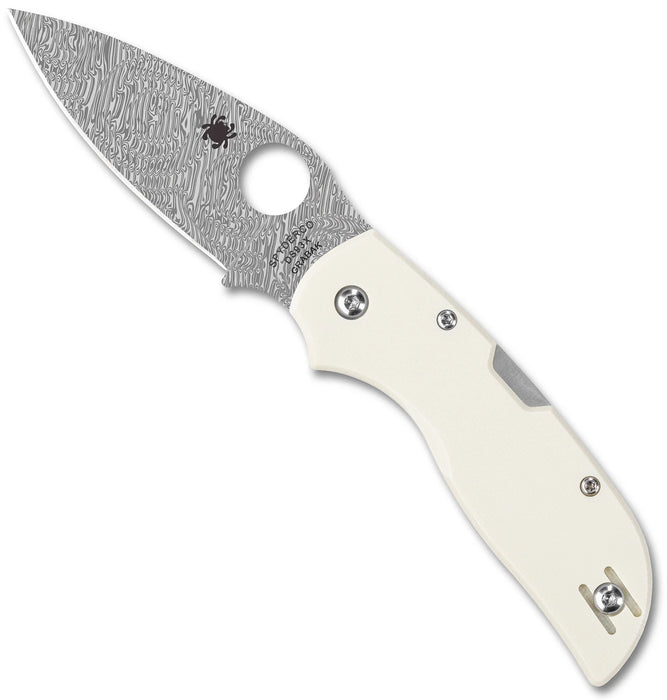 Spyderco C152GPIVD Charparral (DS93X Grabak Damasteel, Drop Point, Mirror Polish, Ivory G10) Pocket Knife