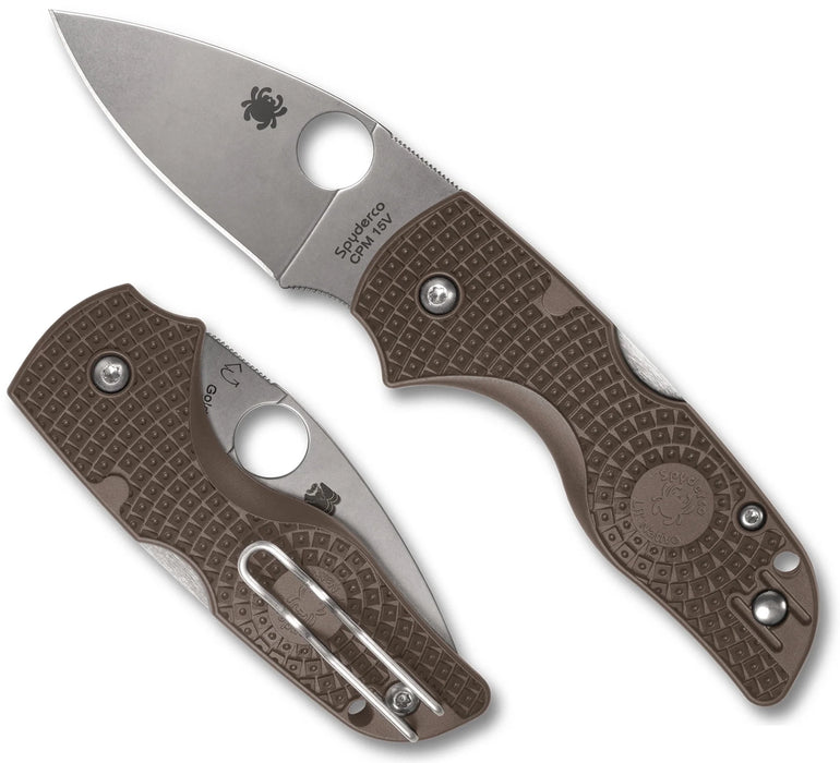 Spyderco C230PBN15V Lil' Native (15V, Leaf, Stonewashed, FRN, Lock Back) Sprint Run Lightweight Pocket Knife