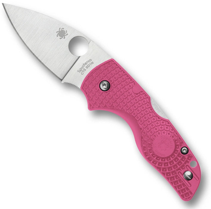 Spyderco C230PPN Lil' Native (CTS-BD1N, Leaf, Satin, Pink FRN) Lightweight Pocket Knife
