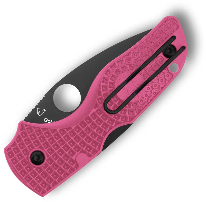 Spyderco C230PPNBK Lil' Native (CTS-BD1N, Leaf, DLC, Pink FRN) Lightweight Pocket Knife
