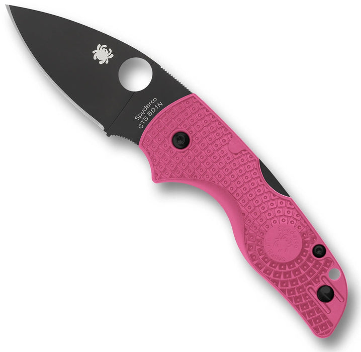 Spyderco C230PPNBK Lil' Native (CTS-BD1N, Leaf, DLC, Pink FRN) Lightweight Pocket Knife