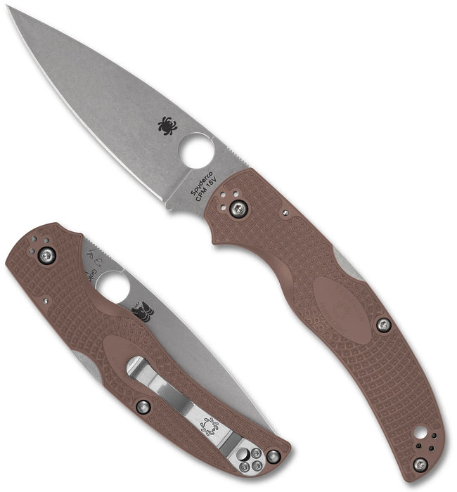 Spyderco C244PBN15V Native Chief (15V, Drop Point, Stonewashed, FRN, Lock Back) Sprint Run Lightweight Pocket Knife