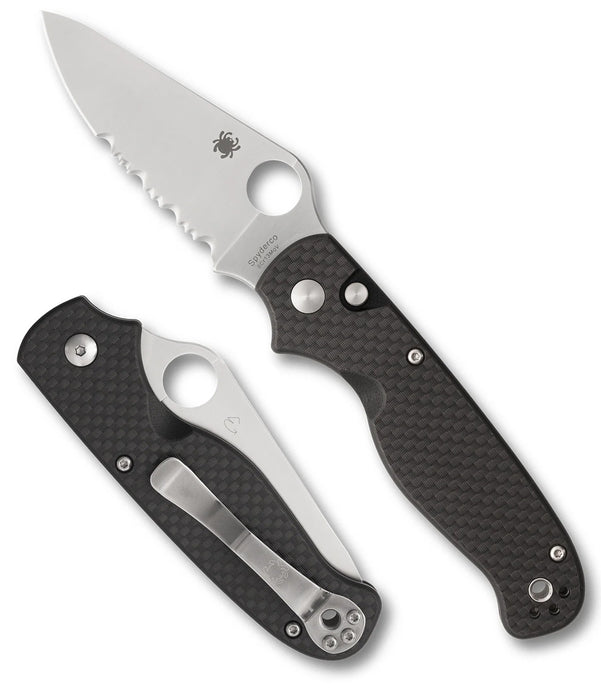 Spyderco C275CFPS ButtonUp (8Cr13MoV, Clip Point, Satin, Serrated, Carbon Fiber) Pocket Knife