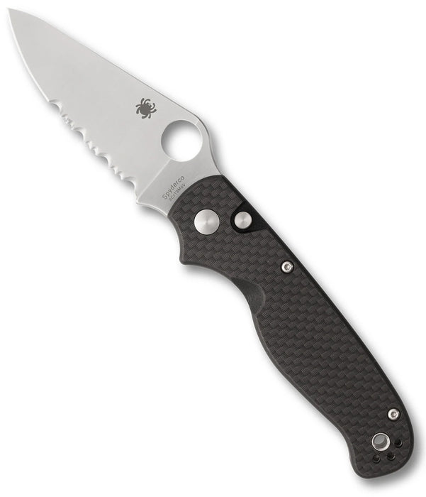 Spyderco C275CFPS ButtonUp (8Cr13MoV, Clip Point, Satin, Serrated, Carbon Fiber) Pocket Knife
