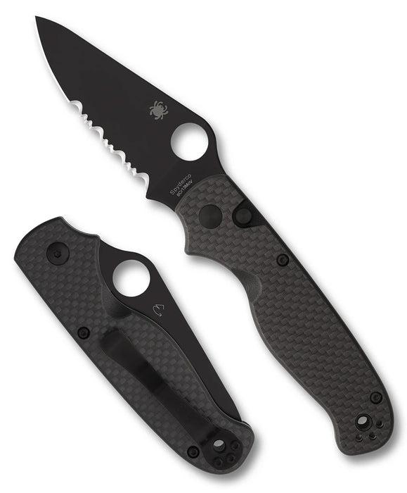 Spyderco C275CFPSBK ButtonUp (8Cr13MoV, Clip Point, Serrated, Carbon Fiber) Pocket Knife