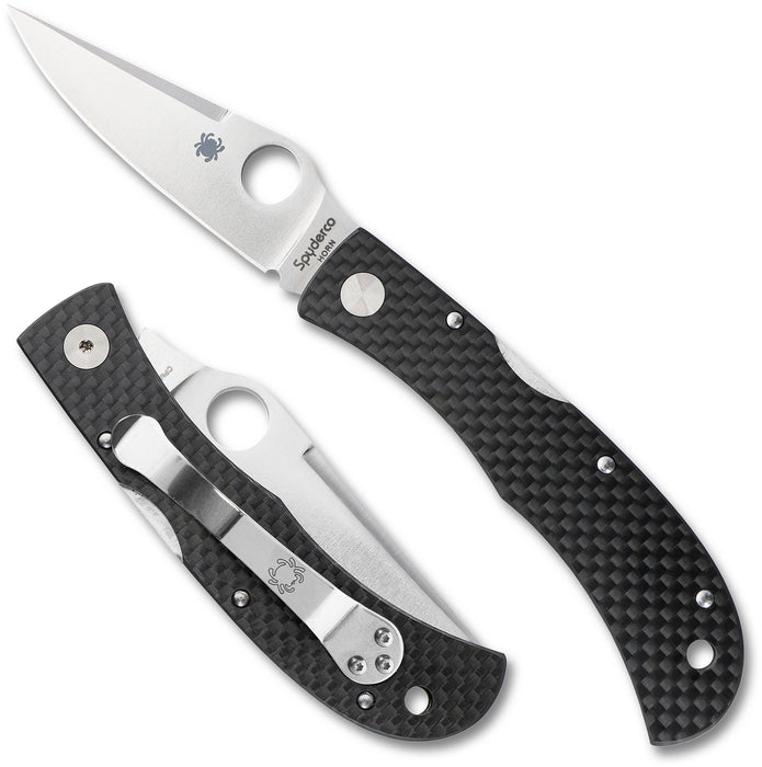 Spyderco C38CFP Jess Horn (Cru-Wear, Clip Point, Satin, Carbon Fiber, Black) Pocket Knife