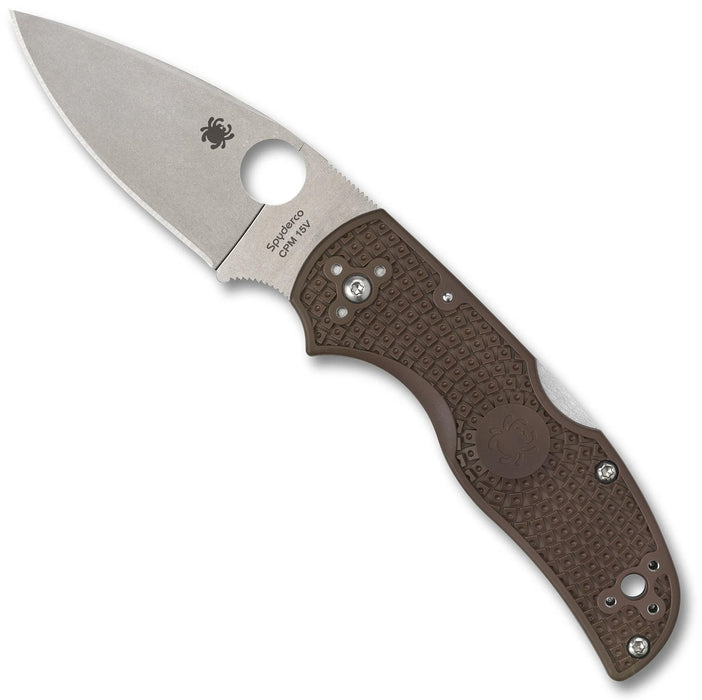 Spyderco C41PBN15V5 Native 5 (15V, Satin, Drop Point, FRN, Brown) Lightweight Pocket Knife