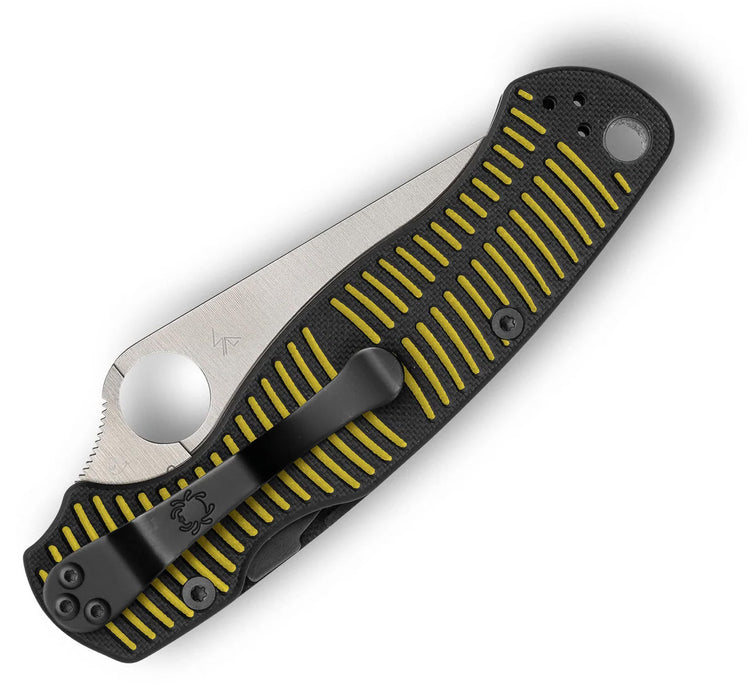 Spyderco C81GBKYLMCP2 Para Military 2 Salt (MagnaCut, Clip Point, Satin, G10, Yellow/Black) Pocket Knife