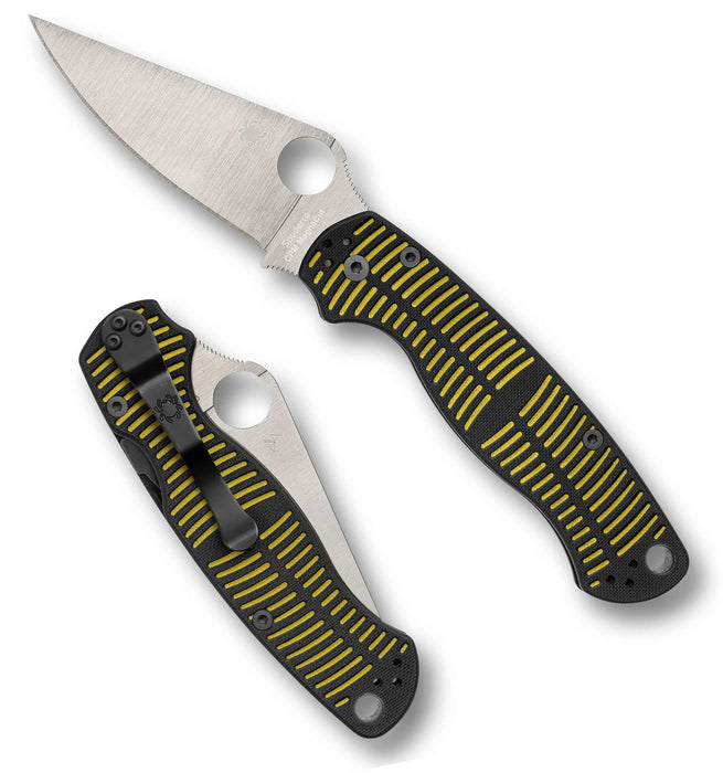 Spyderco C81GBKYLMCP2 Para Military 2 Salt (MagnaCut, Clip Point, Satin, G10, Yellow/Black) Pocket Knife