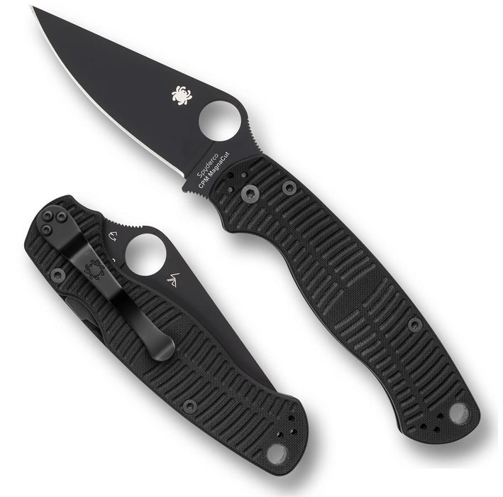 Spyderco C81GMCBKP2 Para Military 2 Salt (MagnaCut, Clip Point, G10, Black) Pocket Knife