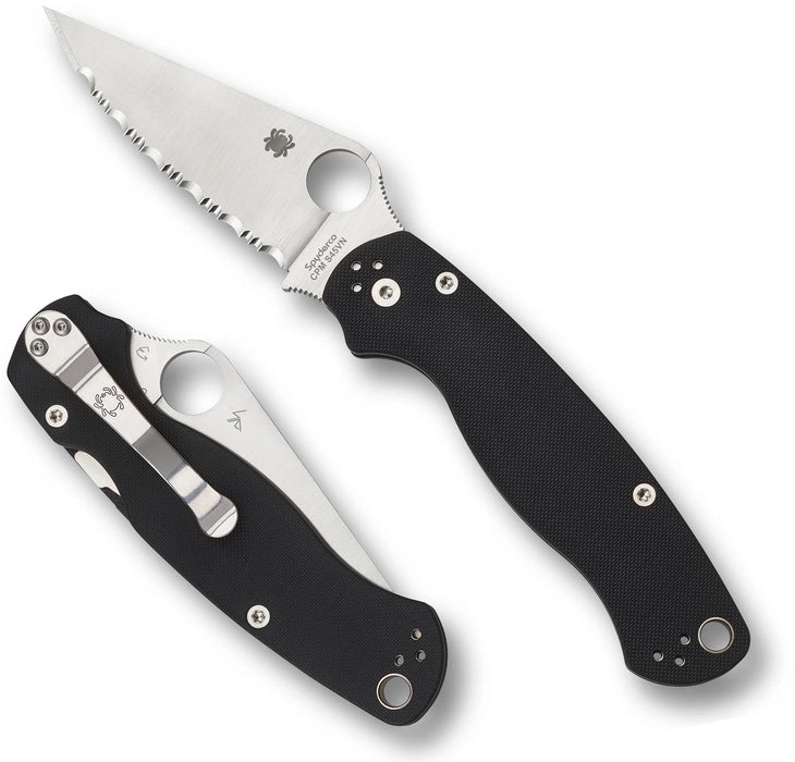 Spyderco C81GS2 Para Military 2 (S45VN, Satin, Clip Point, Serrated, G10) Pocket Knife