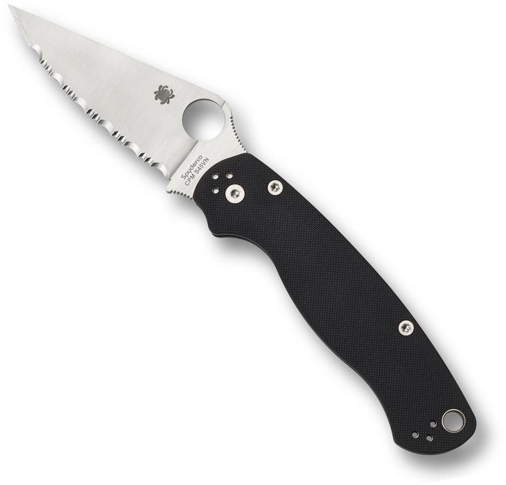 Spyderco C81GS2 Para Military 2 (S45VN, Satin, Clip Point, Serrated, G10) Pocket Knife