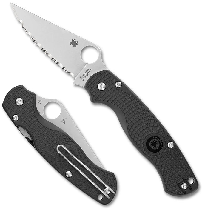 Spyderco C81SBK2 Para Military 2 Lightweight (CTS-BD1N, Clip Point, Satin, FRN) Serrated Pocket Knife