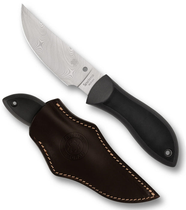 Spyderco FB01PGYD Moran (Damasteel, Trailing Point, FRN, Sheath) Sprint Run Fixed Blade Knife