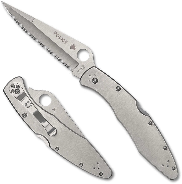 Spyderco C07S Police (VG10, Spear Point, Serrated, Stainless Steel) Pocket Knife