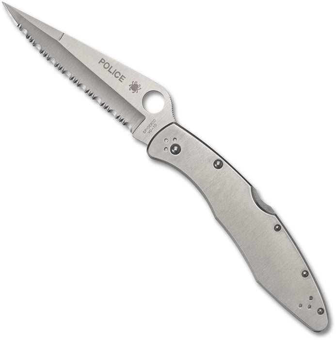Spyderco C07S Police (VG10, Spear Point, Serrated, Stainless Steel) Pocket Knife