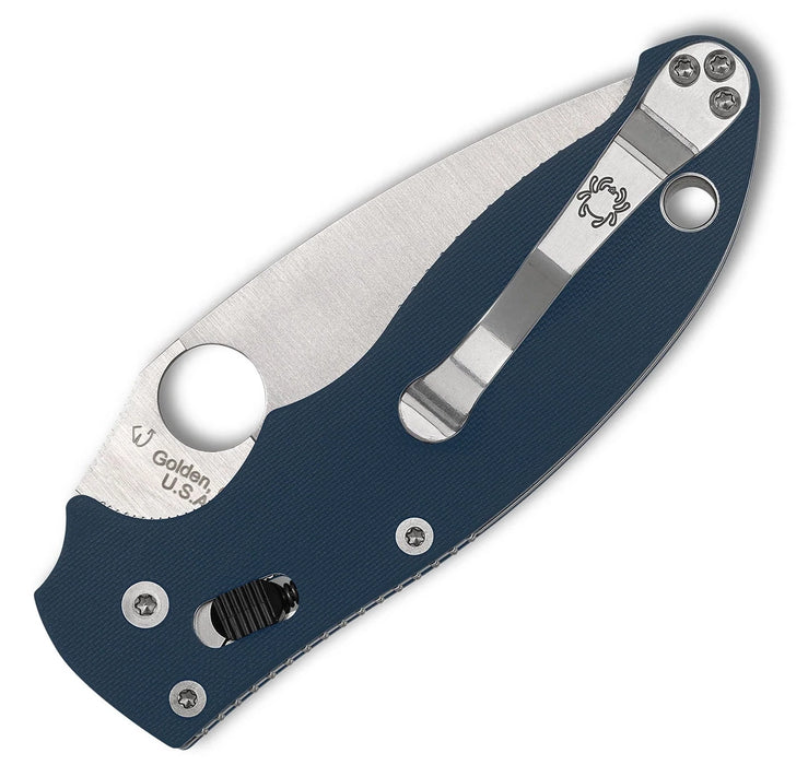 Spyderco C101GPCBL2 Manix 2 (SPY27, Drop Point, Satin, G10, Blue) Pocket Knife